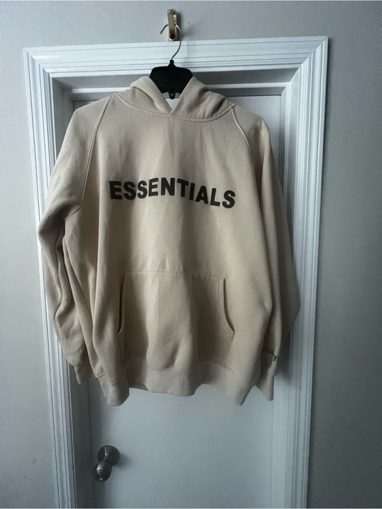Essentials Other - ESSENTIALS Men’s Cream Crewneck Hoodie with Black Logo